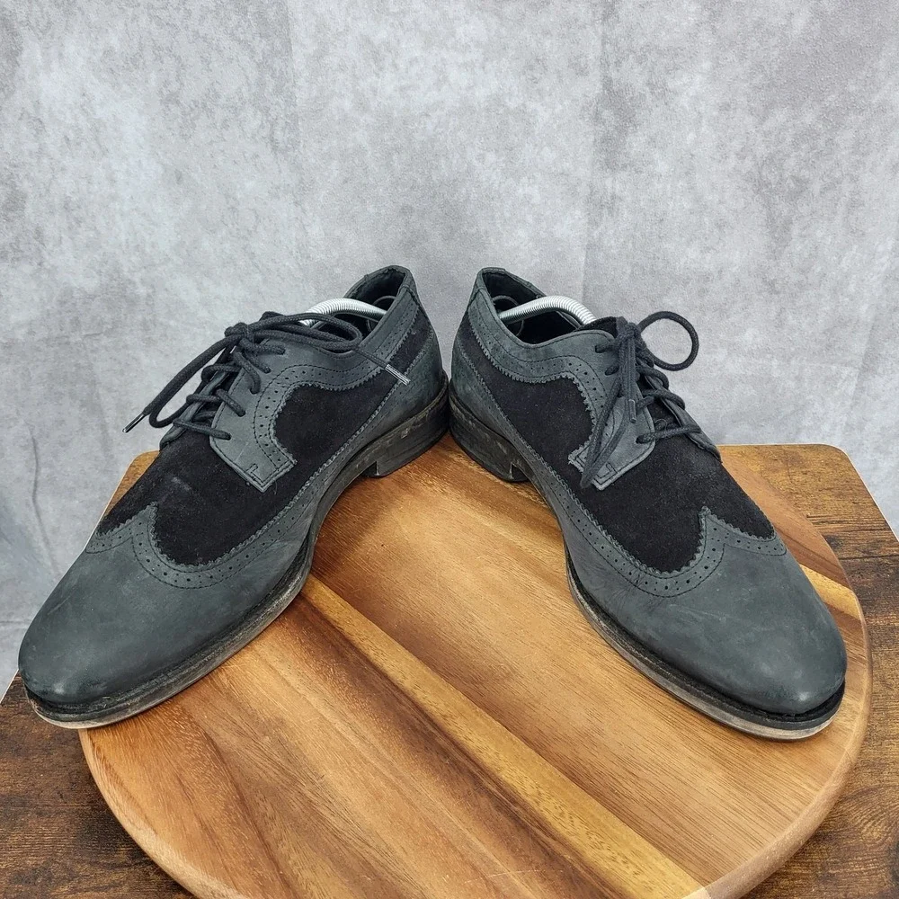 Brusque‎ Oxford Shoes Mens 13 EU 46 Gray Suede Leather Wingtip Dress Shoes